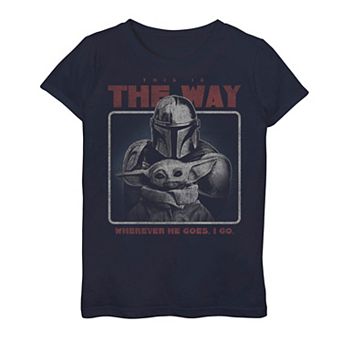 Girls 7-16 Star Wars: The Mandalorian The Child Wherever He Goes I Go Graphic Tee