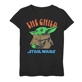 Girls 7-16 Star Wars: The Mandalorian The Child Red Text Portrait Graphic Tee