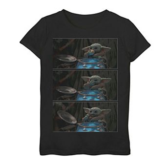 Girls 7-16 Star Wars: The Mandalorian The Child Eating Panels R4 Graphic Tee