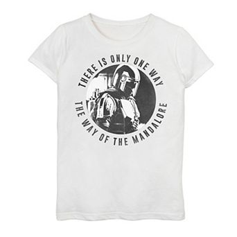 Girls 7-16 Star Wars: The Mandalorian There Is Only One Way Greyscale Portrait Graphic Tee