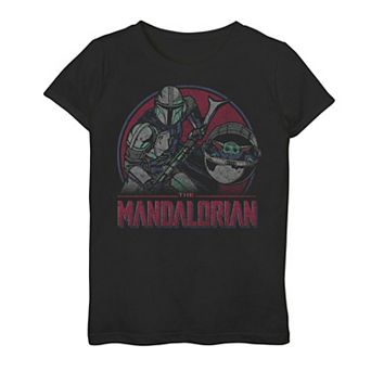 Girls 7-16 Star Wars: The Mandalorian & The Child Red Circle Portrait Tee