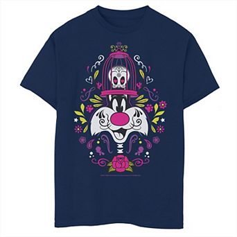Boys 6-20 Looney Tunes Halloween Sylvester & Tweety Sugar Skull Graphic Tee