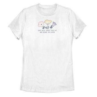 Juniors' Bible Verse Love Floral Tee