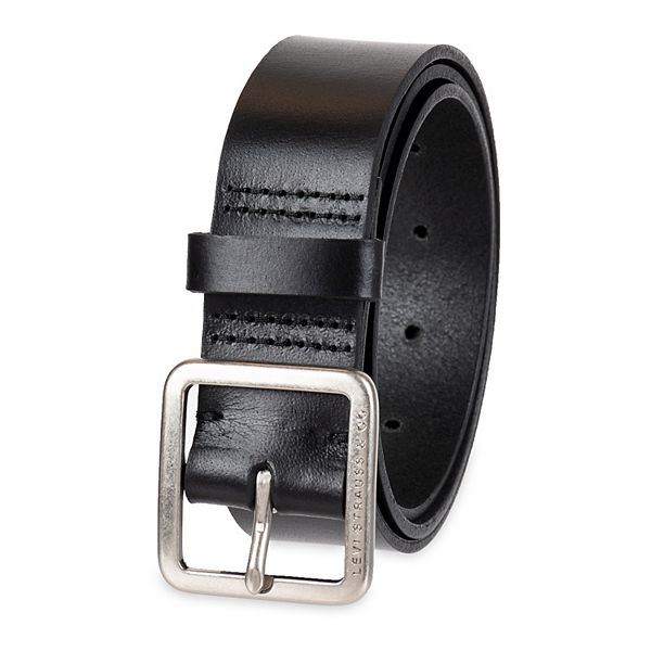 Heavy Duty Leather Work Belts | Stainless Steel Center Bar Buckle |USA 56 inch (+$28.00) / Black / Stainless Steel/Leather