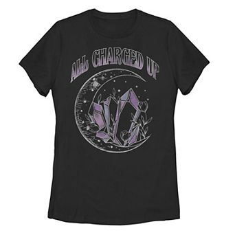 Juniors' "All Charged Up" Crystals Graphic Tee