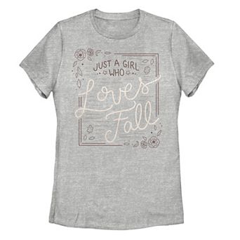 Juniors' "Just A Girl Who Loves Fall" Framed Text Tee