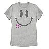 Juniors' 90's Style Distressed Smiley Face Tee