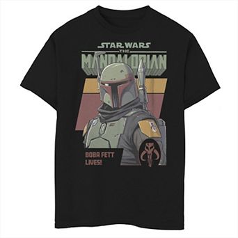 Boys 8-20 Star Wars: The Mandalorian Boba Fett Comic Style Portrait Graphic Tee