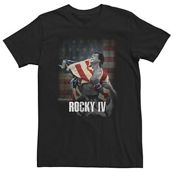 Big & Tall Rocky IV Grey & White American Flag Portrait Fade Tee