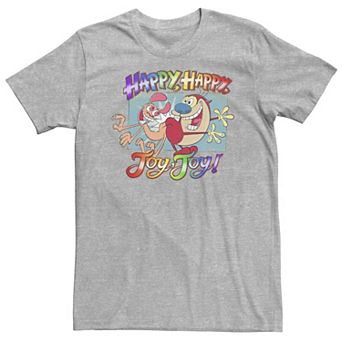 Big & Tall Ren And Stimpy Pride Happy Happy Joy Joy Rainbow Gradient Tee