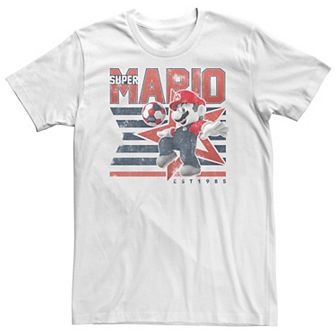 Big & Tall Nintendo Super Mario Soccer Kick Star Poster Tee