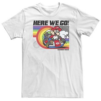 Big & Tall Mario Kart Pride Rainbow Road Here We Go Tee