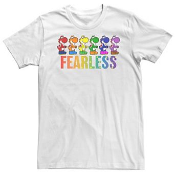 Big & Tall Super Mario Pride Yoshi Fearless Rainbow Line Up Tee