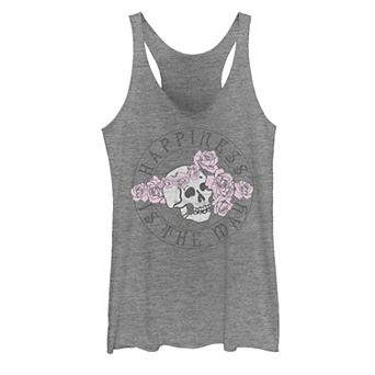Juniors' "Happiness Is The Way" Skull Tank Top