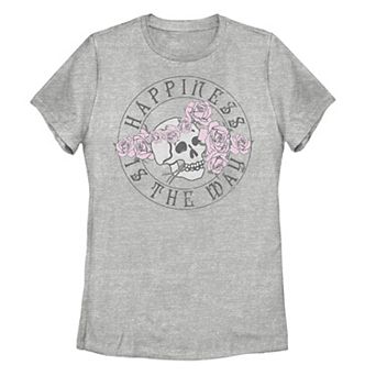 Juniors' "Happiness Is The Way" Skull Tee