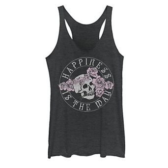 Juniors' "Happiness Is The Way" Skull Tank Top