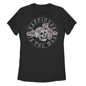 Juniors' "Happiness Is The Way" Skull Tee