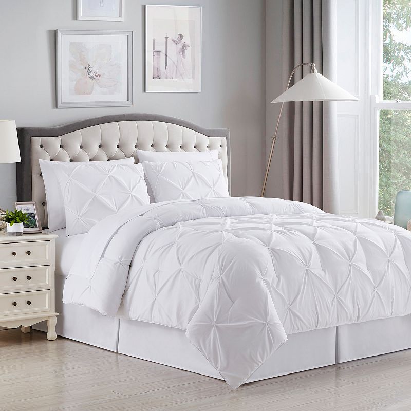 Sweet Home Collection Pintuck Comforter Set with Sheets, White, King