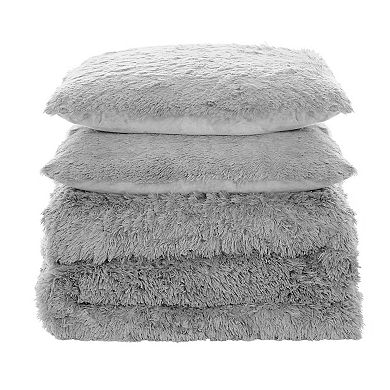 Sweet Home Collection Long Plush Shaggy Faux Fur Comforter Set with Shams