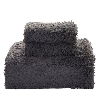 Sweet Home Collection Long Plush Shaggy Faux Fur Duvet Cover Set with Shams