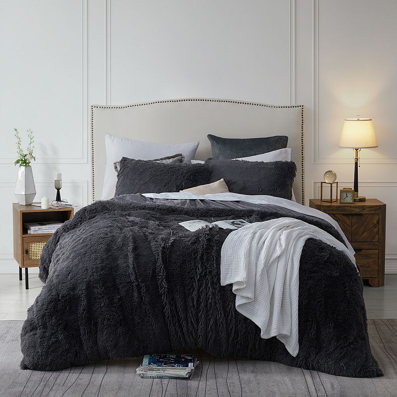 Sweet Home Collection Long Plush Shaggy Faux Fur Duvet Cover Set with Shams