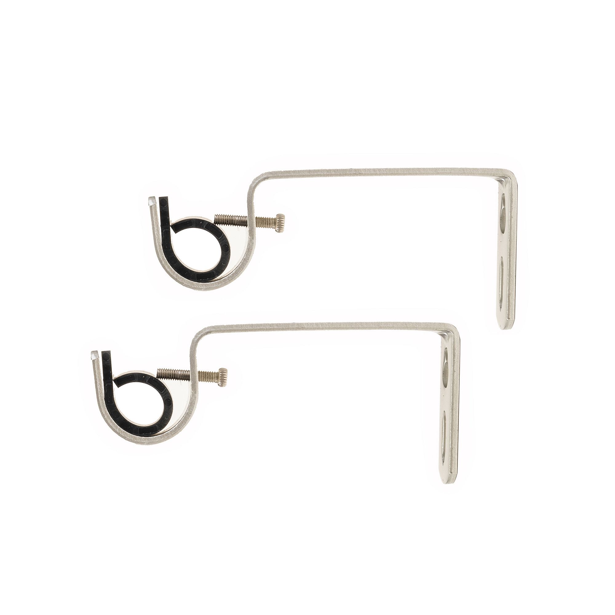Decopolitan 1 Single Curtain Rod Bracket Pair, Medium Silver