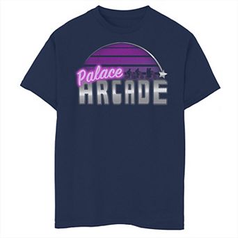 Boys 6-20 Stranger Things Palace Arcade Purple Neon Logo Graphic Tee