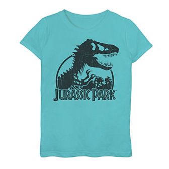 Girls 7-16 Jurassic Park Classic T-Rex Skeleton Logo Graphic Tee