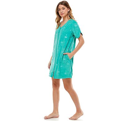 Women's Croft & Barrow® Short Sleeve Terry Knit Short Zip Robe