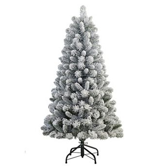 PULEO INTERNATIONAL 4.5' Flocked Virginia Pine Artificial Christmas Tree with Stand