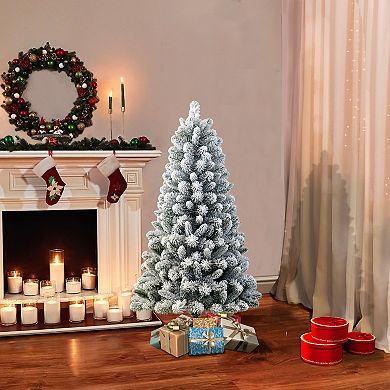 PULEO INTERNATIONAL 4.5' Flocked Virginia Pine Artificial Christmas Tree with Stand