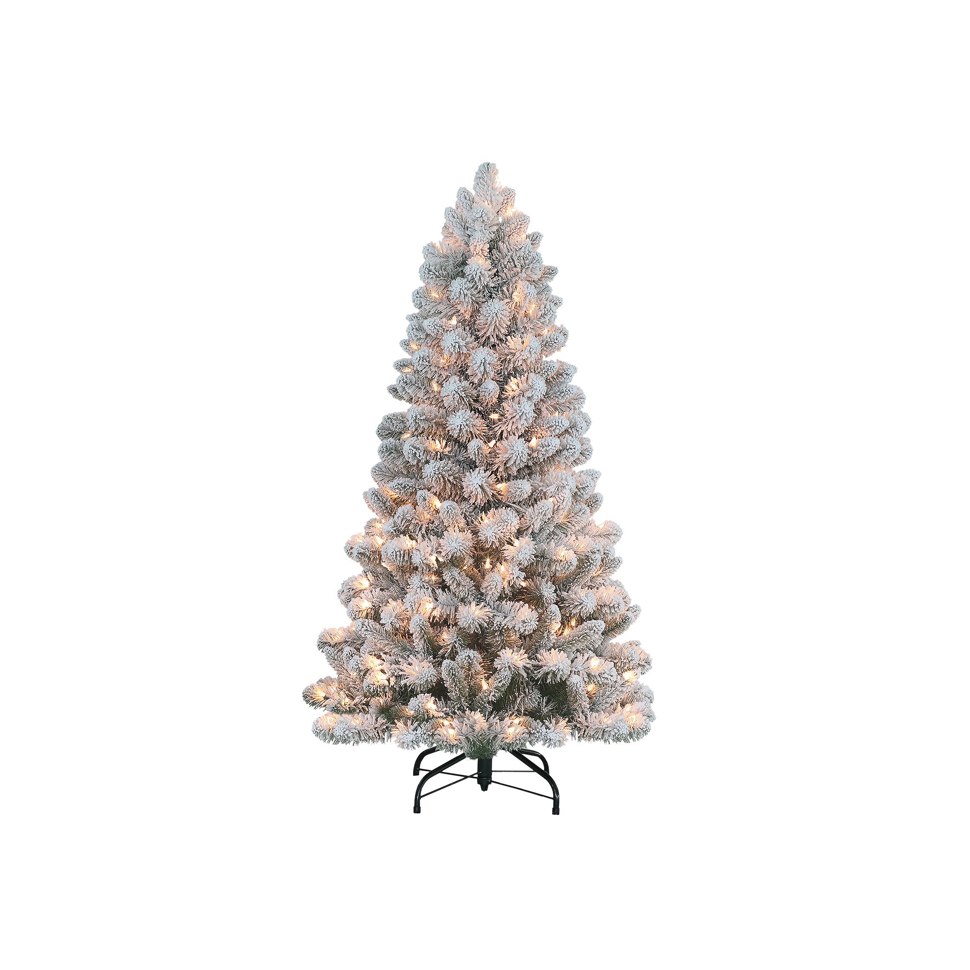 PULEO INTERNATIONAL Pre-Lit 4.5-ft. Flocked Virginia Pine Artificial Christ