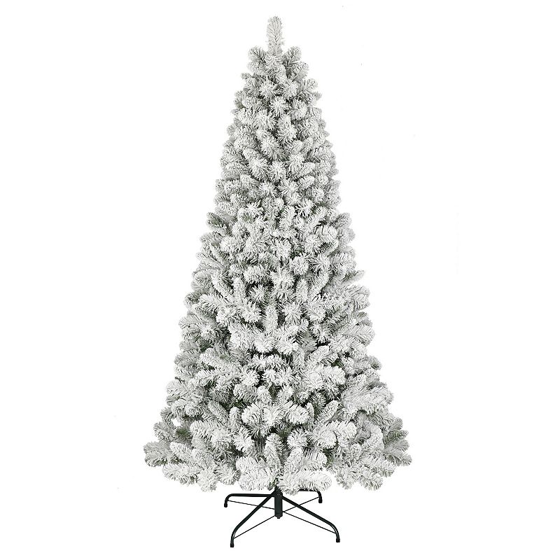 Puleo International 7.5 Flocked Virginia Pine Artificial Christmas Tree wi