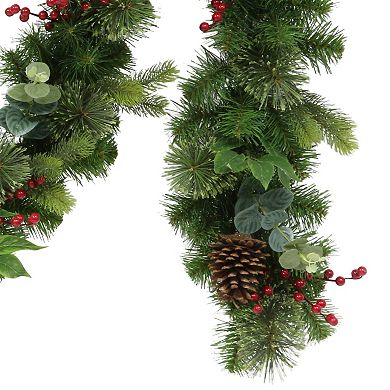 Puleo International 9' x 10" Decorated Christmas Garland with 180 Tips