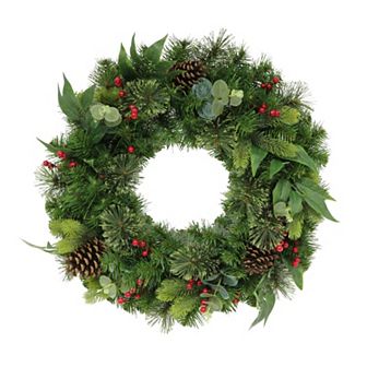PULEO INTERNATIONAL 24" Decorated Christmas Wreath with 120 Tips