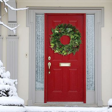 PULEO INTERNATIONAL 24" Decorated Christmas Wreath with 120 Tips