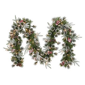 PULEO INTERNATIONAL Pre-Lit 9' x 10" Decorated Christmas Garland with 100 Lights