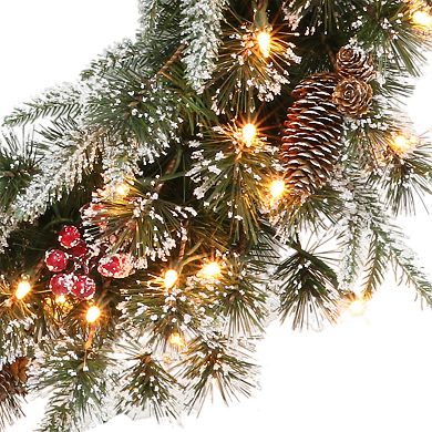 PULEO INTERNATIONAL Pre-Lit 24" Decorated Christmas Wreath with 50 Lights