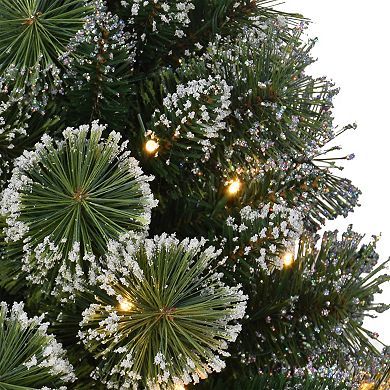 PULEO INTERNATIONAL Pre-Lit 2' Table Top Flocked Artificial Christmas Tree with 35 Lights in Burlap Base