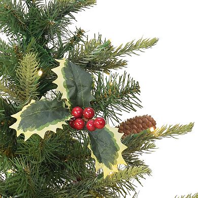 PULEO INTERNATIONAL Pre-Lit 2' Table Top Artificial Christmas Tree with Pine Cones in Tan Sac