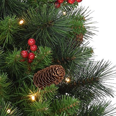 PULEO INTERNATIONAL Pre-Lit 2' Table Top Artificial Christmas Tree with 35 Lights in Gold Base