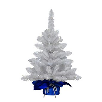 PULEO INTERNATIONAL Pre-Lit 2' Table Top Artificial Christmas Tree with 35 Lights in Blue Sac
