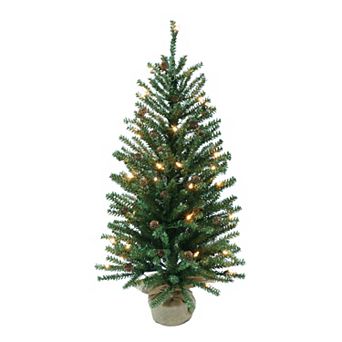 Puleo International Pre-Lit 4' Fir Artificial Christmas Tree with Pines Cones and 100 Lights