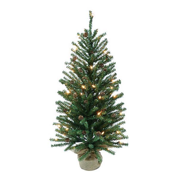 Puleo International Pre-Lit 4' Fir Artificial Christmas Tree with Pines ...