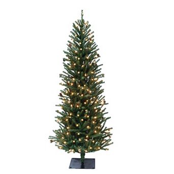 PULEO INTERNATIONAL Pre-Lit 5' Fir Artificial Christmas Tree with Pines Cones and 200 Lights