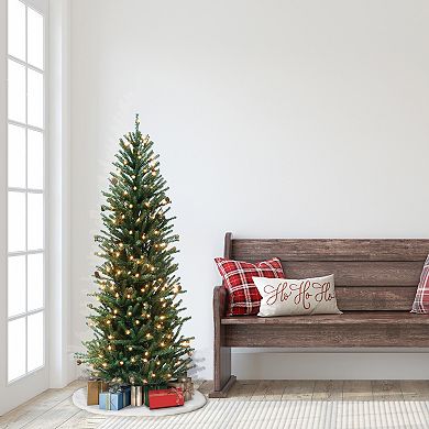 PULEO INTERNATIONAL Pre-Lit 5' Fir Artificial Christmas Tree with Pines Cones and 200 Lights