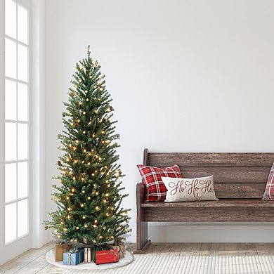 Puleo International Pre-Lit 6' Fir Artificial Christmas Tree with 300 Lights and Pine Cones