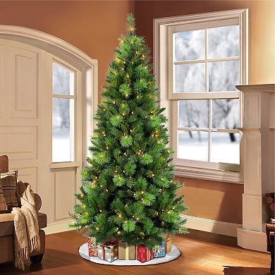 PULEO INTERNATIONAL Pre-Lit 6.5' Adirondack Pine Artificial Christmas Tree with 250 Lights
