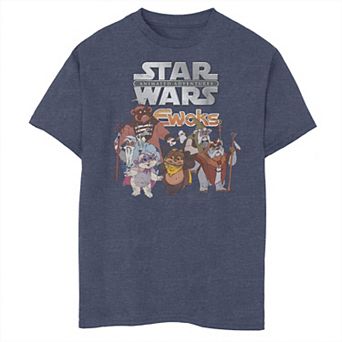 Boys 8-20 Star Wars Animated Adventures Ewoks Group Portrait Graphic Tee