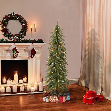 PULEO INTERNATIONAL Pre-Lit 4' Alpine Artificial Christmas Tree with 100 Lights